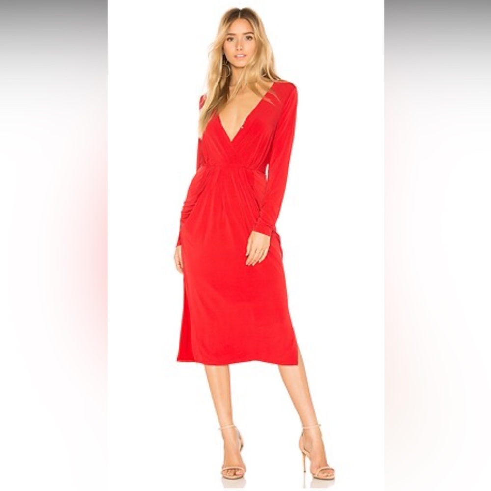 Bcbgeneration Deep V Neck Drapey Pocket Dress - image 1